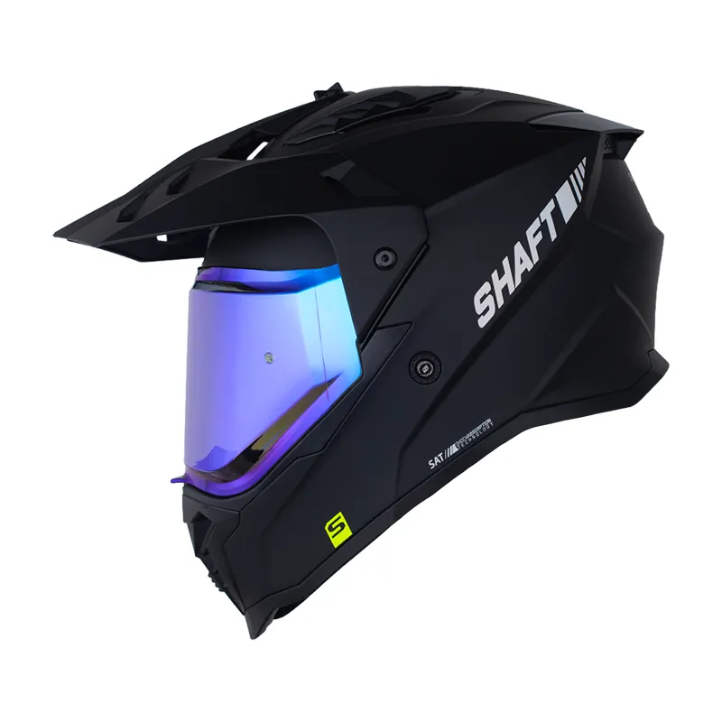 CASCO MULTIPROPOSITO SHAFT MX360 DOBLE VISOR SOLID NEGRO HOLOGRAFICO SILVER MATE