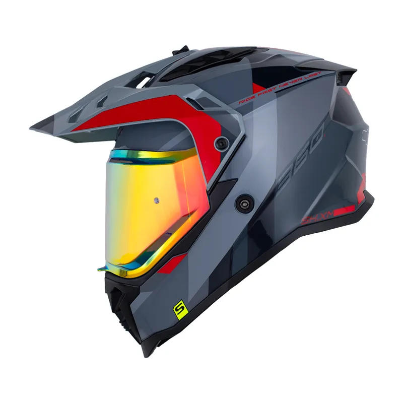 CASCO MULTIPROPOSITO SHAFT MX360 DOBLE VISOR KOSH GRIS ROJO BRILLO