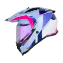 CASCO MULTIPROPOSITO SHAFT MX360 DOBLE VISOR KOSH AZUL CLARO FUCSIA BRILLO
