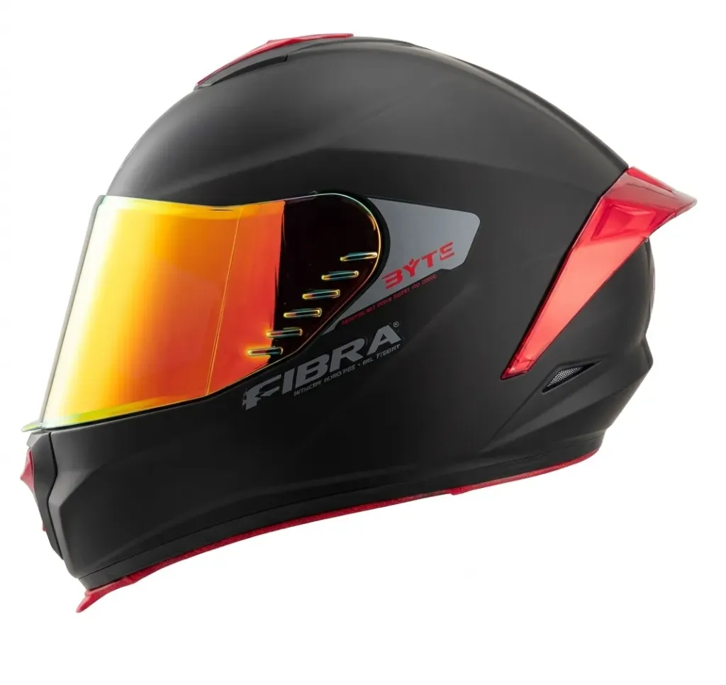CASCO INTEGRAL FIBRA BYTE STREAM CHROMA NEGRO ROJO MATE VISOR/SPOILER TITANIUM ROJO