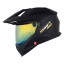 CASCO MULTIPROPOSITO SHAFT PRO MX400 DOBLE VISOR SOLID NEGRO HOLOGRAFICO DORADO MATE