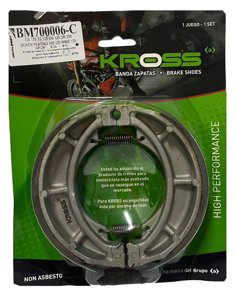 BANDAS KROSS TRASERA BAJAJ DISCOVER 135-BOXER BM 100 CLASSIC/ SUZUKI GIXXER/ TVS APACHE RTR 160