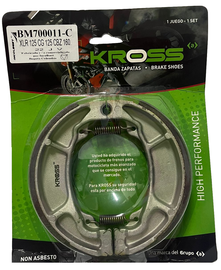 BANDAS KROSS TRASERA HONDA CBZ 160/ DELANTERA AKT NKD 125