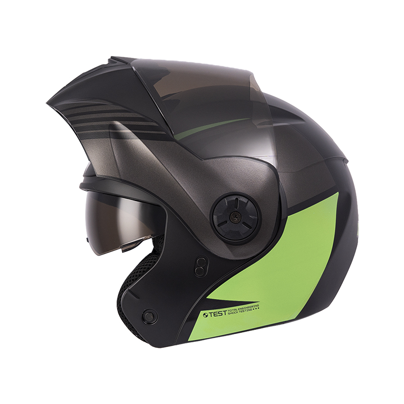CASCO ABATIBLE ICH 3110 DOBLE VISOR XMAL NEGRO VERDE MATE VISOR NEGRO (S)