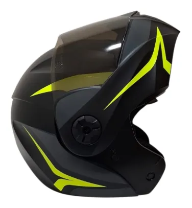 CASCO ABATIBLE ICH 3110 DOBLE VISOR HOLLOW NEGRO GRIS OSCURO AMARILLO MATE VISOR NEGRO (S)