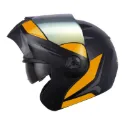 CASCO ABATIBLE ICH 3110 DOBLE VISOR HOLLOW NEGRO DORADO GRIS MATE VISOR DORADO