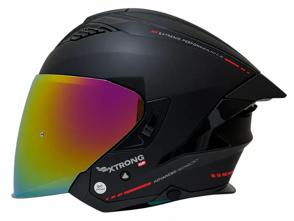 CASCO ABIERTO XTRONG GP NEGRO ROJO MATE SPOILER NEGRO VISOR ROJO (S)