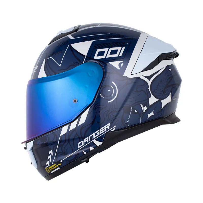 CASCO INTEGRAL LS2 808 STREAM II CHIMERAX AZUL OSCURO GRIS BRILLO (S)