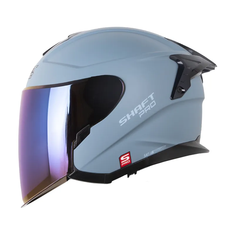 CASCO ABIERTO SHAFT PRO 240 DOBLE VISOR SOLID AZUL GRIS MATE VISOR IRIDIUM AZUL (S)