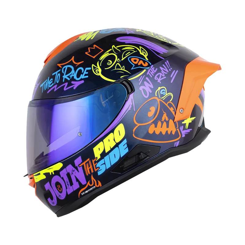 CASCO INTEGRAL SHAFT PRO 614 DOBLE VISOR RS STREET KO CAMALEON NARANJA BRILLO