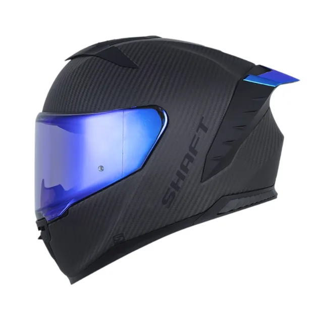 CASCO INTEGRAL SHAFT CARBONITE SOLID NEGRO CARBONO NEGRO MATE VISOR AZUL