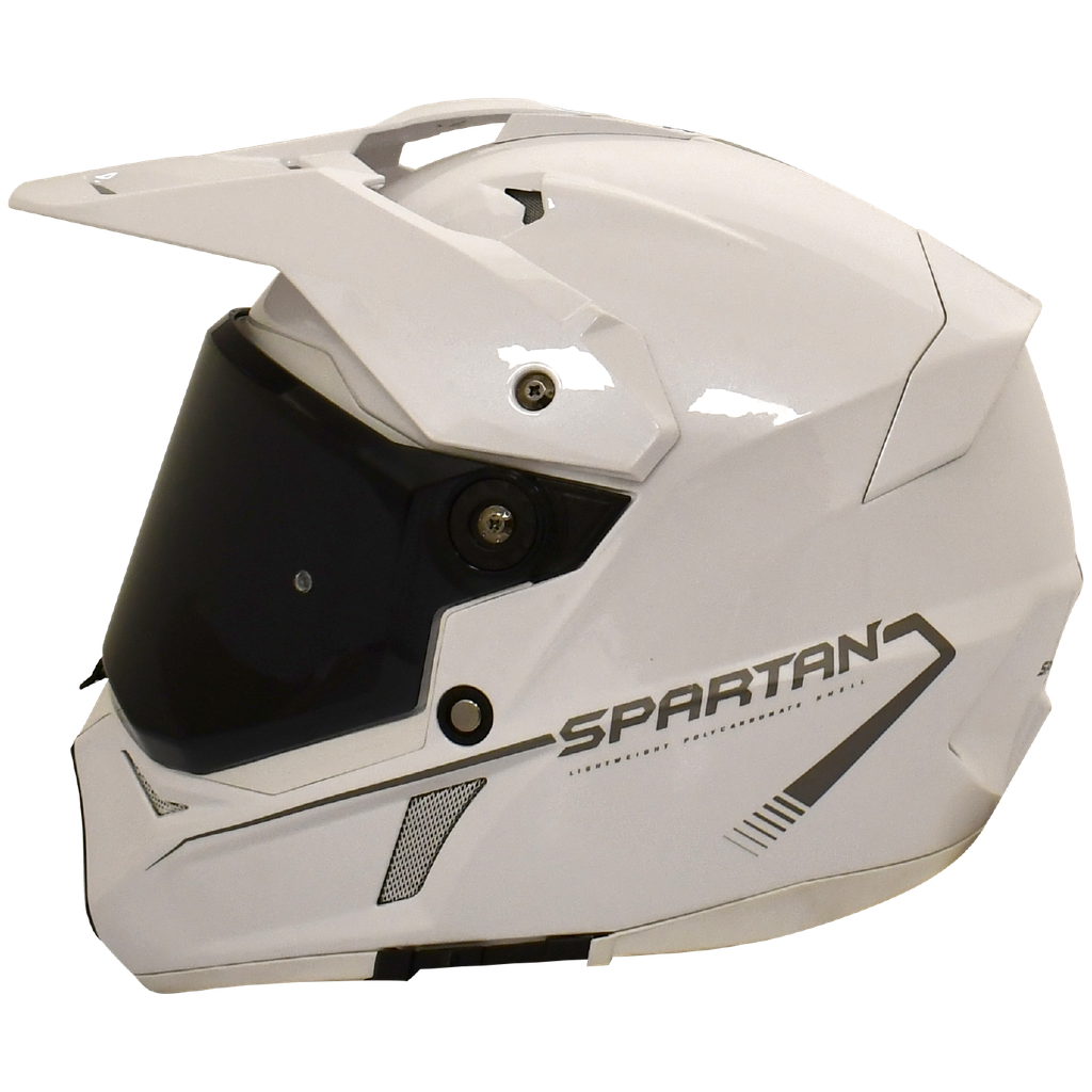 [046008] CASCO MULTIPROPOSITO SPARTAN MX803 WOLF DS DOBLE VISOR SOLID A0 BLANCO BRILLO (S)