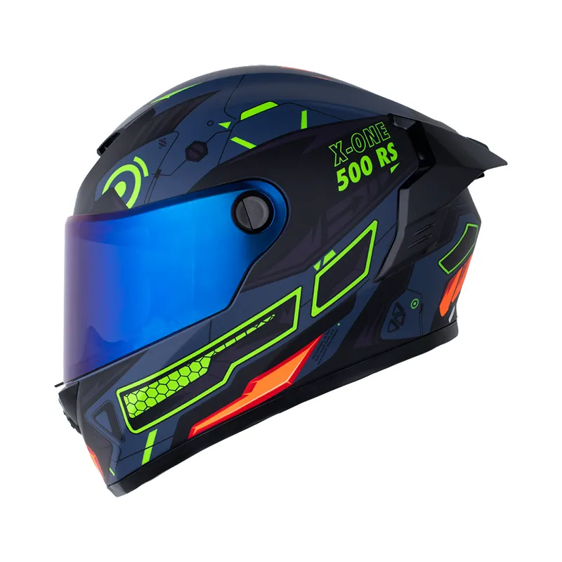 CASCO INTEGRAL X-ONE 500 RS MAKO AZUL OSCURO VERDE CLARO MATE (S)