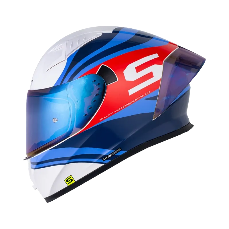 CASCO INTEGRAL SHAFT 526SP EVO CORNER AZUL OSCURO ROJO BRILLO (S)
