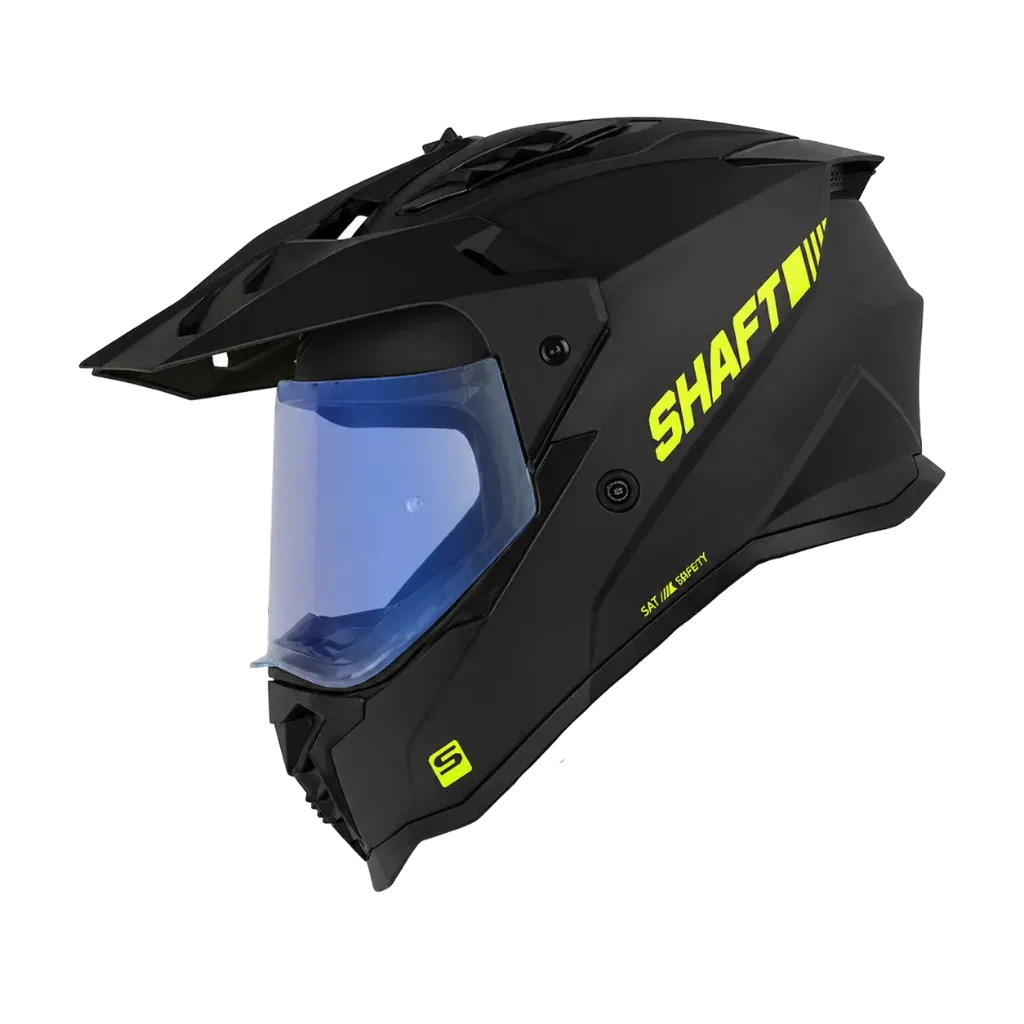 CASCO MULTIPROPOSITO SHAFT MX360 DOBLE VISOR SOLID NEGRO AMARILLO