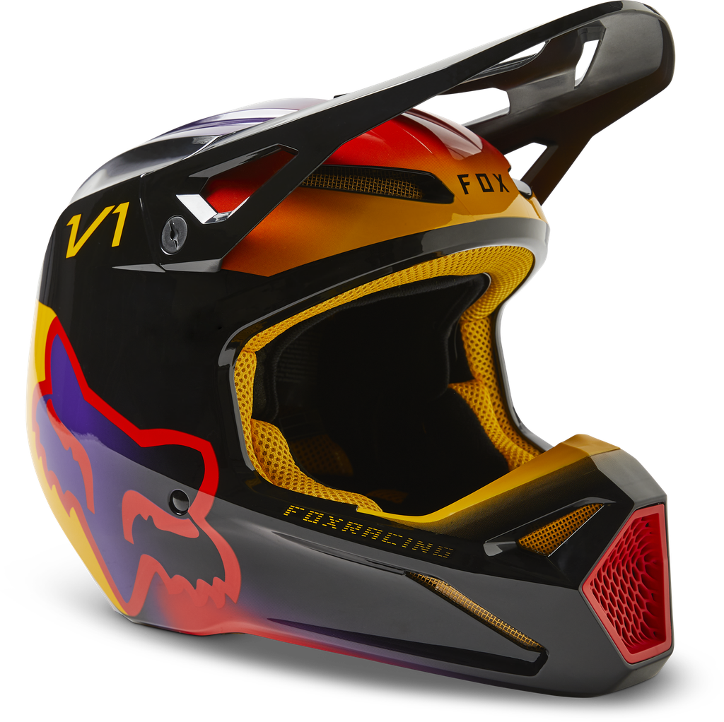 CASCO CROSS FOX V1 TOXSYK NEGRO AMARILLO BRILLO