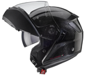 CASCO ABATIBLE CABERG LEVO DOBLE VISOR CARBON NEGRO BRILLO