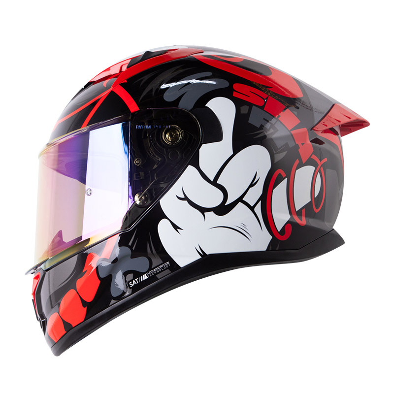 CASCO INTEGRAL SHAFT 522 BEARTY NEGRO ROJO BRILLO