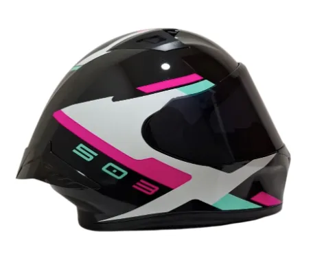 CASCO INTEGRAL ICH 503 NASUS NEGRO BLANCO TURQUESA BRILLO VISOR NEGRO