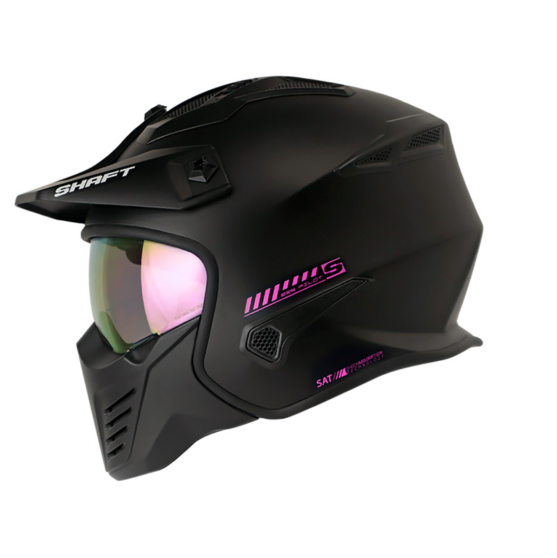 CASCO MODULAR SHAFT SH225 PILOT SOLID NEGRO FUCSIA MATE VISOR FUCSIA