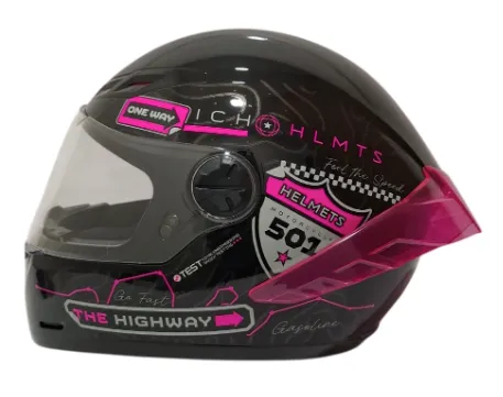 [215505] CASCO INTEGRAL ICH 501SP RUTERO NEGRO FUCSIA SILVER BRILLO VISOR TRANSPARENTE (S)