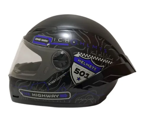 CASCO INTEGRAL ICH 501SP RUTERO NEGRO AZUL GRIS MATE VISOR TRANSPARENTE (S)