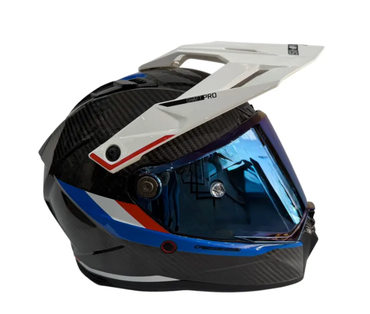 [180414] CASCO MULTIPROPOSITO SHAFT PRO MX480 CARBONO SOLID NEGRO ROJO BRILLO (S)