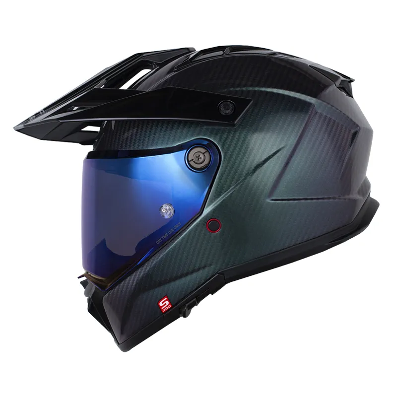 CASCO MULTIPROPOSITO SHAFT PRO MX480 CARBONO SOLID CAMALEON SILVER BRILLO 