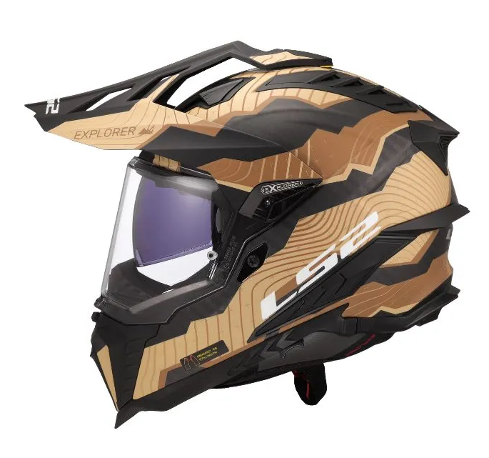 CASCO MULTIPROPOSITO LS2 MX701 PLUS CARBONO TRICK CAFE ARENA MATE (S)
