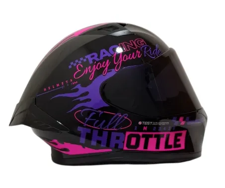 CASCO INTEGRAL ICH 503 FINYKIT NEGRO FUCSIA MORADO BRILLO VISOR NEGRO