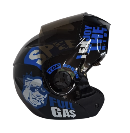 CASCO ABATIBLE ICH 3110 DOBLE VISOR CHILL NEGRO AZUL BRILLO VISOR NEGRO