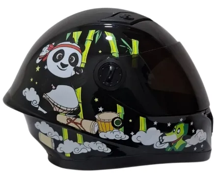 CASCO NIÑO INTEGRAL H308 PANDA NEGRO BRILLO