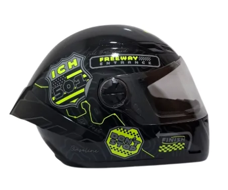 CASCO INTEGRAL ICH 501SP RUTERO NEGRO AMARILLO BRILLO VISOR TRANSPARENTE