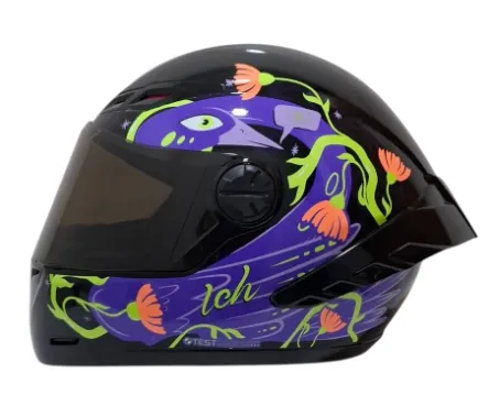 CASCO INTEGRAL ICH 501SP CALMNESS NEGRO MORADO VERDE BRILLO VISOR NEGRO