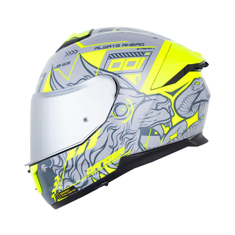 CASCO INTEGRAL LS2 808 STREAM II CHIMERAX GRIS AMARILLO BRILLO (S)