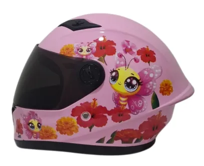 CASCO NIÑA INTEGRAL H308 MARIPOSA ROSADO BRILLO