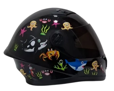 CASCO NIÑO INTEGRAL H308 BALLENA NEGRA BRILLO