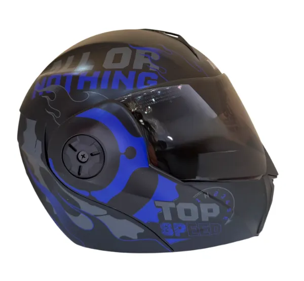 [208964] CASCO ABATIBLE ICH 3110 DOBLE VISOR SPEED UP NEGRO AZUL GRIS MATE VISOR NEGRO (S)