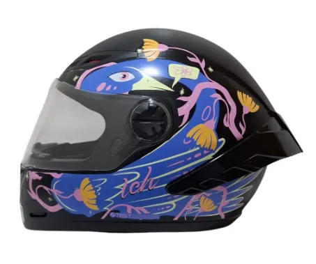 CASCO INTEGRAL ICH 501SP CALMNESS NEGRO AZUL ROSADO MATE VISOR TRANSPARENTE