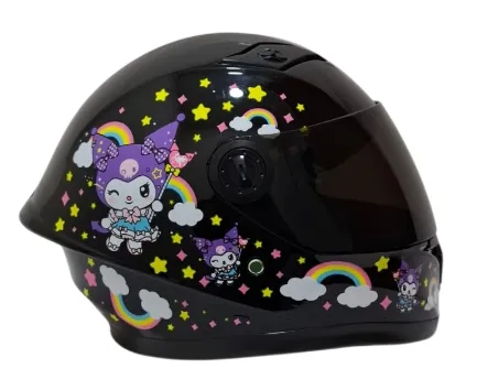 [H308814] CASCO NIÑA INTEGRAL H308 KUROMI NEGRO BRILLO
