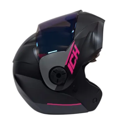 [227392] CASCO ABATIBLE ICH 3110 DOBLE VISOR STORMY NEGRO FUCSIA GRIS MATE VISOR AZUL  (S)