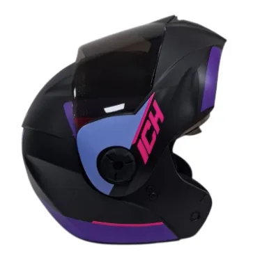 CASCO ABATIBLE ICH 3110 DOBLE VISOR STORMY NEGRO FUCSIA MORADO MATE VISOR NEGRO