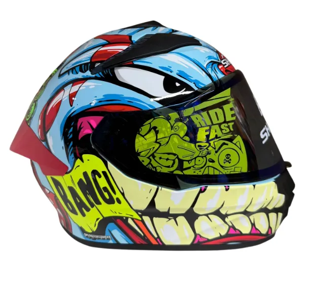 CASCO INTEGRAL SHAFT 584SP THE CLOWN AZUL CLARO ROJO BRILLO
