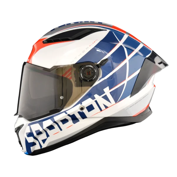 CASCO INTEGRAL SPARTAN PANTHER FLIGHT AZUL ROJO BRILLO
