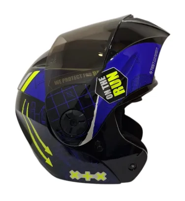 CASCO ABATIBLE ICH 3110 DOBLE VISOR ENGINEER NEGRO AZUL AMARILLO BRILLO VISOR NEGRO (S)