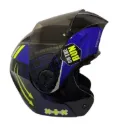 CASCO ABATIBLE ICH 3110 DOBLE VISOR ENGINEER NEGRO AZUL AMARILLO BRILLO VISOR NEGRO