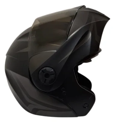 CASCO ABATIBLE ICH 3110 DOBLE VISOR HOLLOW NEGRO GRIS OSCURO MATE VISOR NEGRO (S)