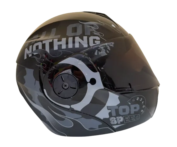 CASCO ABATIBLE ICH 3110 DOBLE VISOR SPEED UP NEGRO GRIS GRIS BRILLO VISOR NEGRO
