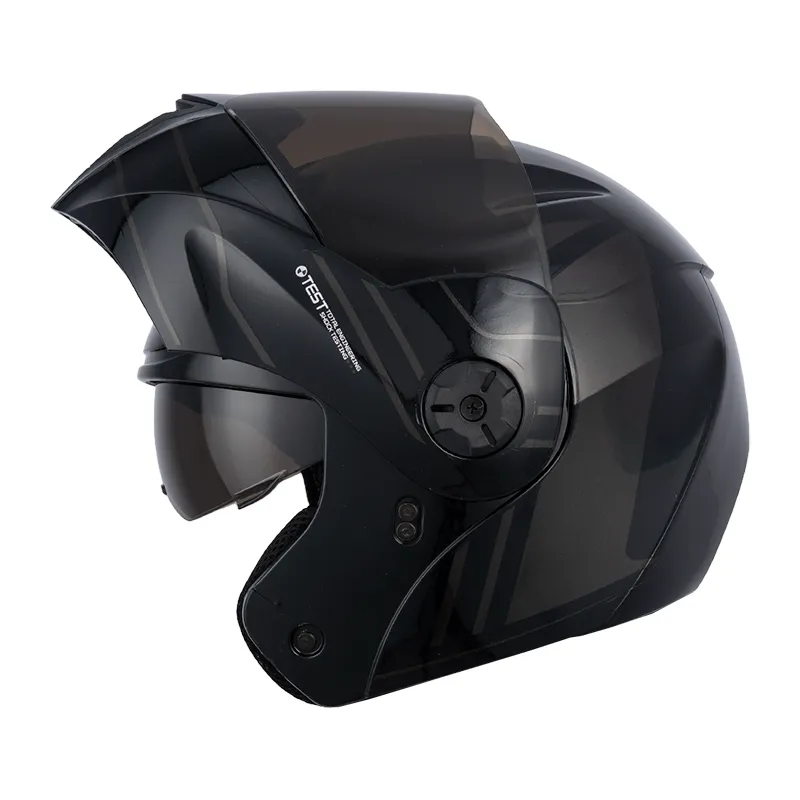 [208888] CASCO ABATIBLE ICH 3110 DOBLE VISOR REPLACED NEGRO GRIS OSCURO GRIS BRILLO VISOR NEGRO (S)