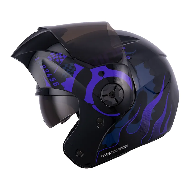 [209000] CASCO ABATIBLE ICH 3110 DOBLE VISOR SPEED UP NEGRO MORADO AZUL OSCURO MATE VISOR NEGRO  (S)